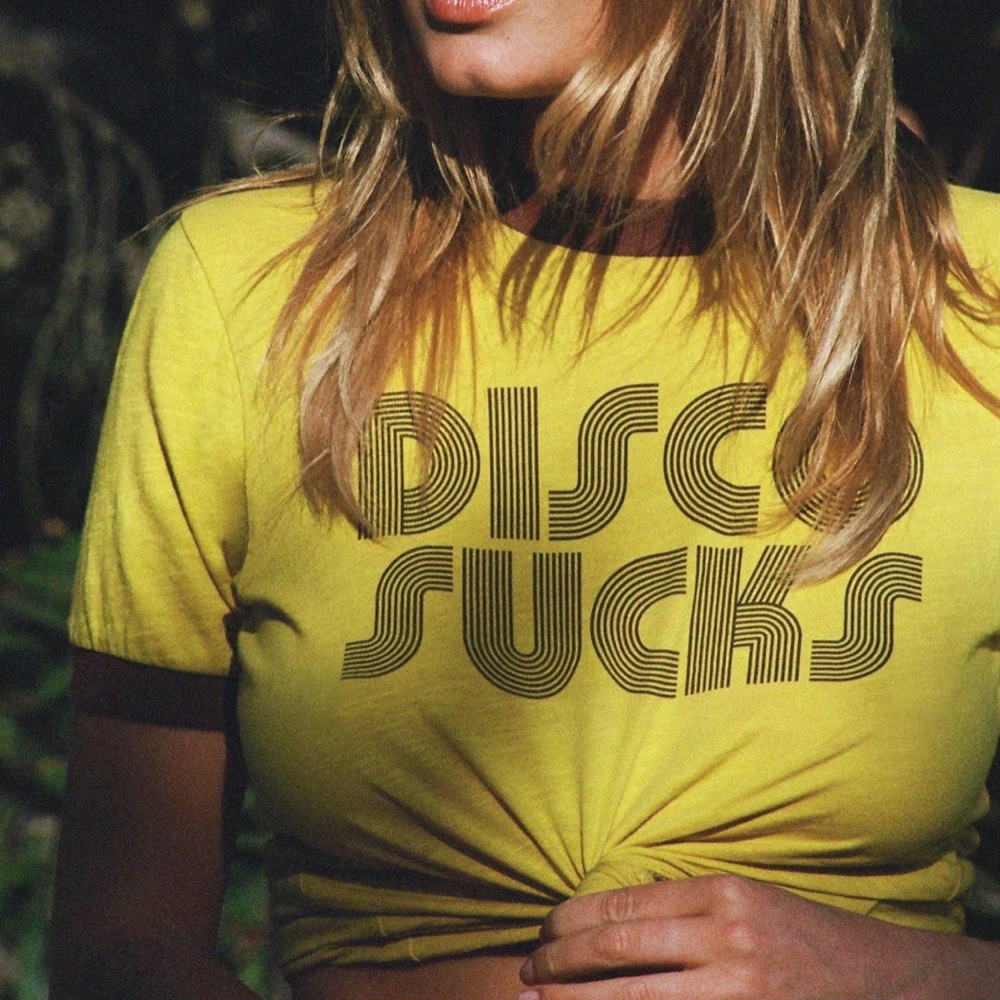 Stoned Immaculate Yellow "Disco Sucks" Short Sleeve Tee